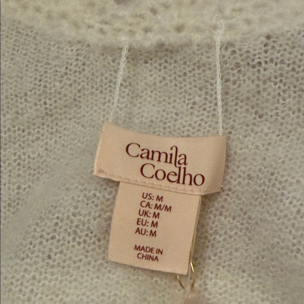 Camila Coelho Mohair Wool Blend Cardigan Sweater Cream M NWT - Picture 8 of 12